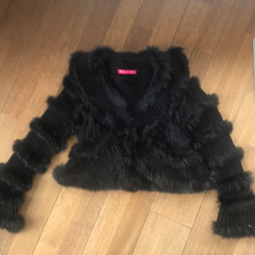 Derhy  kids wool and fur cardigan